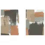 Haki Ve Kiremit Tonları Soyut İkili Kanvas Tablo | Cam Tablo | Mdf Tablo Seti | B33267