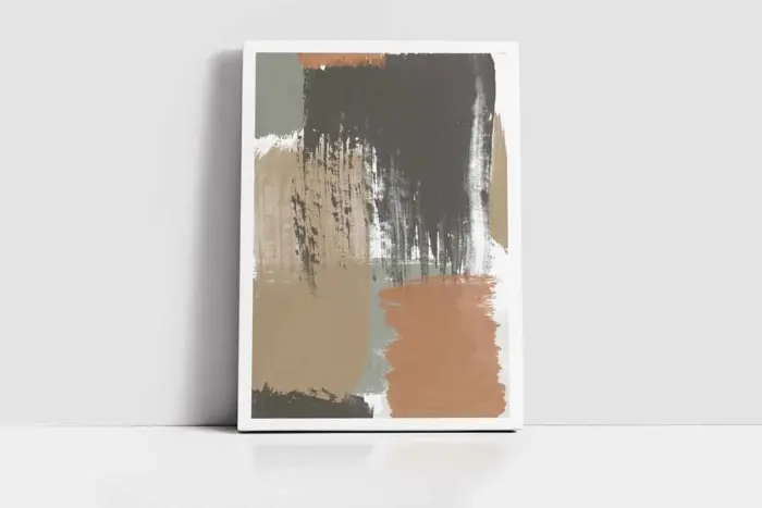 Haki Ve Kiremit Tonları Soyut İkili Kanvas Tablo | Cam Tablo | Mdf Tablo Seti | B33267 - Görsel 2