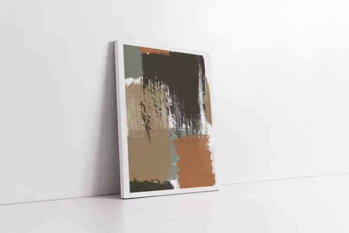 Haki Ve Kiremit Tonları Soyut İkili Kanvas Tablo | Cam Tablo | Mdf Tablo Seti | B33267 - Görsel 4