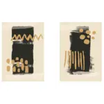 Siyah Ve Kahve Soyut İkili Kanvas Tablo | Cam Tablo | Mdf Tablo Seti | B33268