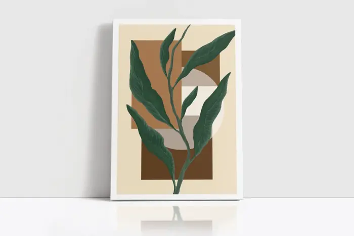 Geometrik Desenler Ve Bitki | Kanvas Tablo | Cam Tablo | Mdf Tablo | B33295 - Görsel 2