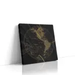 Tablosan Altın Detaylı Dünya Küre | Kanvas Tablo | Cam Tablo | Mdf Tablo | B33384