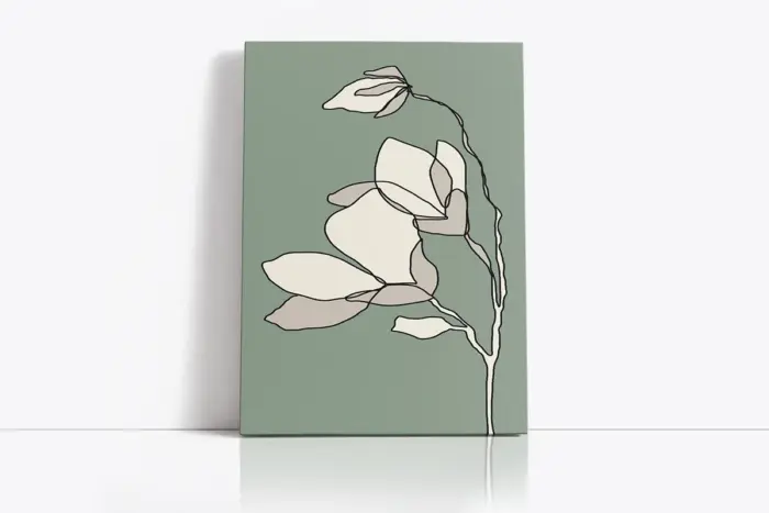Modern Line Art Çiçekler Üçlü Kanvas Tablo | Cam Tablo | Mdf Tablo Seti | B33390 - Görsel 2