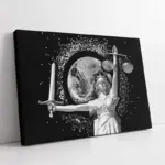 Tablosan Adalet Tanrıçası Ve Dünya Küre | Kanvas Tablo | Cam Tablo | Mdf Tablo | B33395