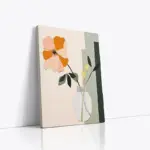 Vazodaki Çiçekler İkili Kanvas Tablo | Cam Tablo | Mdf Tablo Seti | B33407