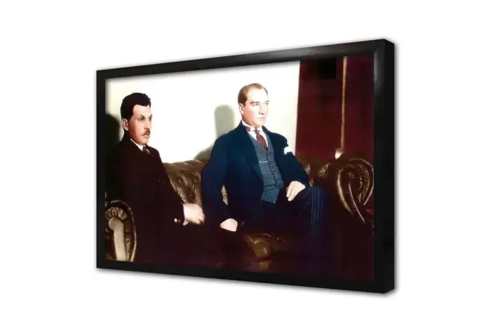 Atatürk Misafiriyle Otururken | Kanvas Tablo | Cam Tablo | Mdf Tablo | A02057 - Görsel 4