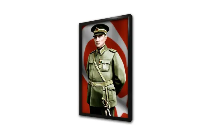 Ay Yıldızlı Bayrak Önünde Genç Atatürk | Kanvas Tablo | Cam Tablo | Mdf Tablo | A02090 - Görsel 3