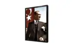 Türk Bayrağı Önünde Atatürk | Kanvas Tablo | Cam Tablo | Mdf Tablo | A02093 - Görsel 4