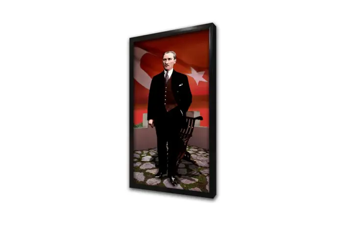 Türk Bayrağı Önünde Atatürk | Kanvas Tablo | Cam Tablo | Mdf Tablo | A02098 - Görsel 3