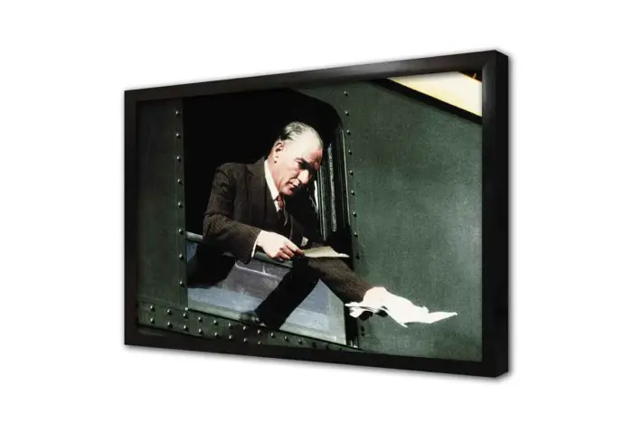Atatürk Tren Camından Mektup Alırken | Kanvas Tablo | Cam Tablo | Mdf Tablo | A02107 - Görsel 4