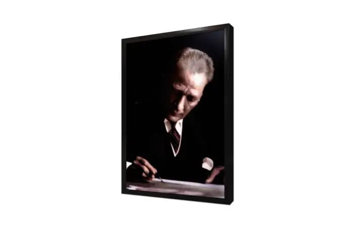 Atatürk Yazı Yazarken | Kanvas Tablo | Cam Tablo | Mdf Tablo | A02109 - Görsel 4
