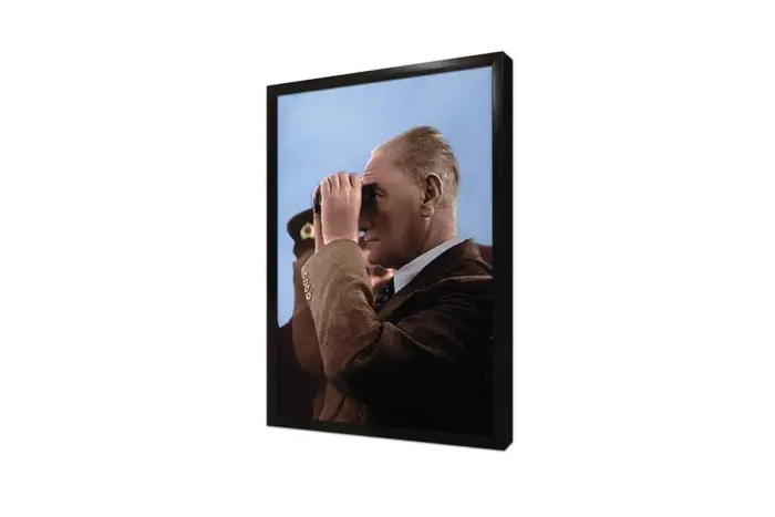 Atatürk Dürbünle Bakarken | Kanvas Tablo | Cam Tablo | Mdf Tablo | A02196 - Görsel 4