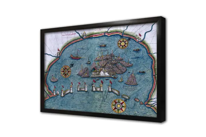 Piri Reis Haritası Venedik 1525 | Kanvas Tablo | Cam Tablo | Mdf Tablo | A12075 - Görsel 4