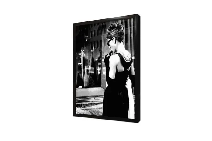 Siyah Beyaz Audrey Hepburn | Kanvas Tablo | Cam Tablo | Mdf Tablo | A31109 - Görsel 4