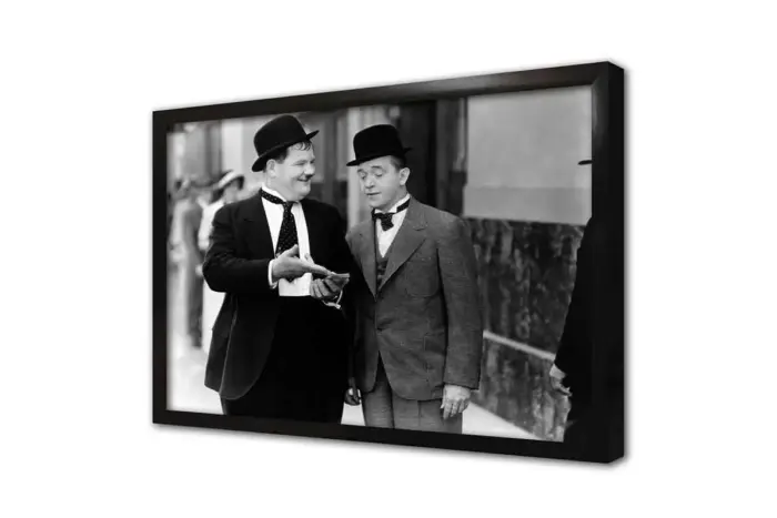 Siyah Beyaz Lorel Hardy Fotoğrafı | Kanvas Tablo | Cam Tablo | Mdf Tablo | A31158 - Görsel 4