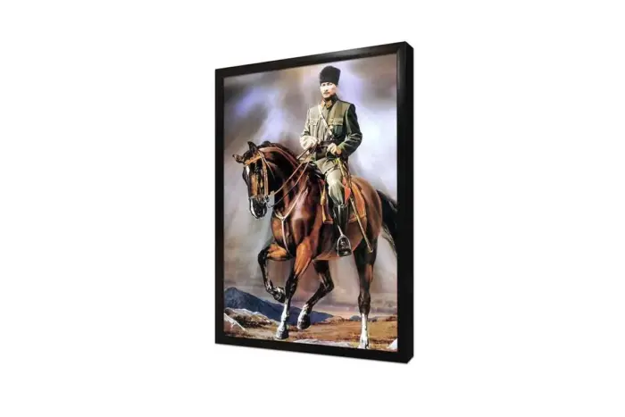 At Üstünde Kalpaklı Atatürk | Kanvas Tablo | Cam Tablo | Mdf Tablo | B01016 - Görsel 4