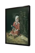 Oturan Kız Çocuğu | Kanvas Tablo | Cam Tablo | Mdf Tablo | B09011 - Görsel 4