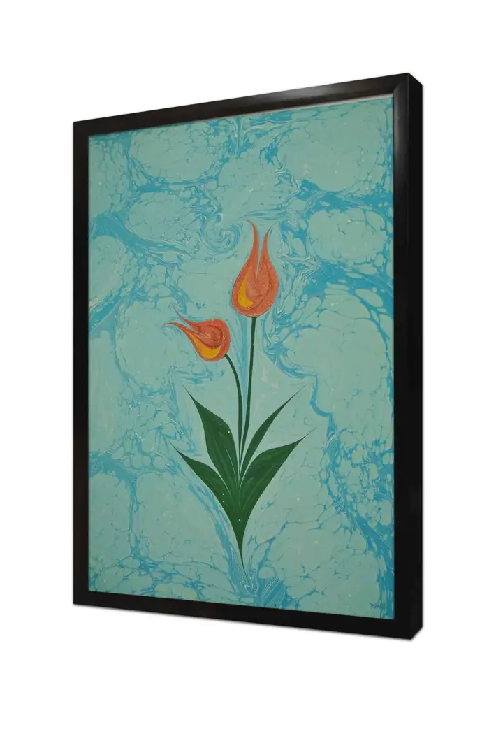 Laleler Ebru | Kanvas Tablo | Cam Tablo | Mdf Tablo | B10093 - Görsel 4