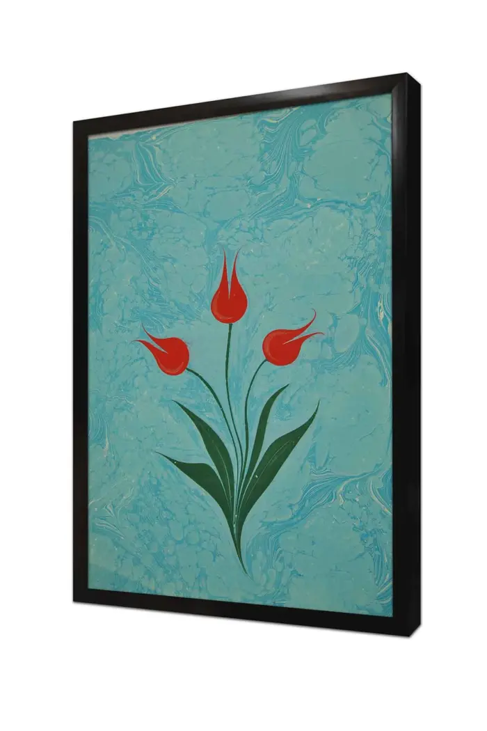 Laleler Ebru | Kanvas Tablo | Cam Tablo | Mdf Tablo | B10095 - Görsel 4