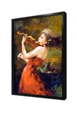 Kırmızı Giymiş Keman Çalan Kadın | Kanvas Tablo | Cam Tablo | Mdf Tablo | B11002 - Görsel 4