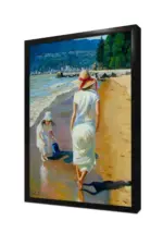 Plajda Kızı İle Olan Kadın | Kanvas Tablo | Cam Tablo | Mdf Tablo | B13032 - Görsel 4