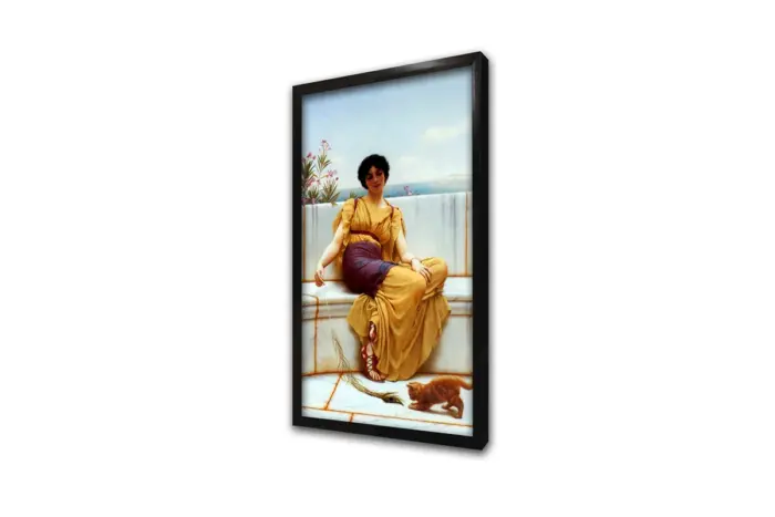 Kediyle Oynayan Kadın Jw Godward | Kanvas Tablo | Cam Tablo | Mdf Tablo | B13167 - Görsel 3