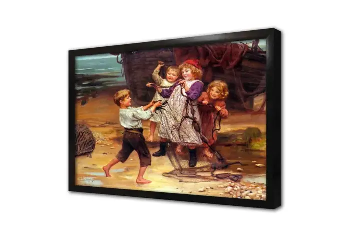 Çocuklar Ve Yengeç | Kanvas Tablo | Cam Tablo | Mdf Tablo | B13352 - Görsel 4