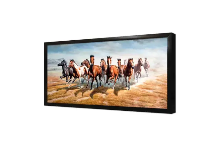 Koşan Bir Grup Kahverengi At | Kanvas Tablo | Cam Tablo | Mdf Tablo | B15037 - Görsel 4