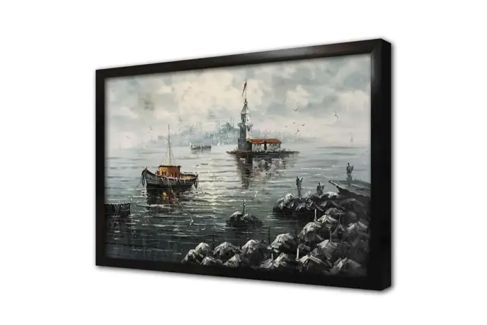 İstanbul Yağmur Yağışlı Kız Kulesi | Kanvas Tablo | Cam Tablo | Mdf Tablo | B16033 - Görsel 4