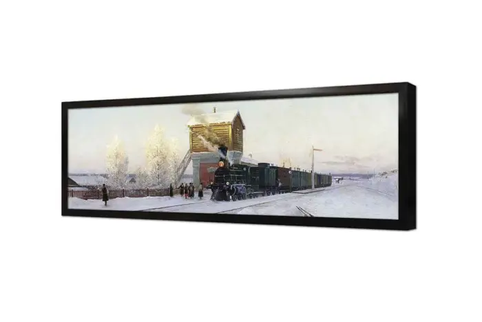 Karlı Havada Tren Ve Yolcular | Kanvas Tablo | Cam Tablo | Mdf Tablo | B17098 - Görsel 3
