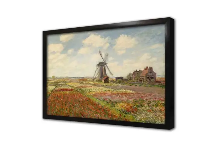 Rijnsburg Yel Değirmeni İle Lale Tarlası Claude Monet | Kanvas Tablo | Cam Tablo | Mdf Tablo | B22069 - Görsel 4