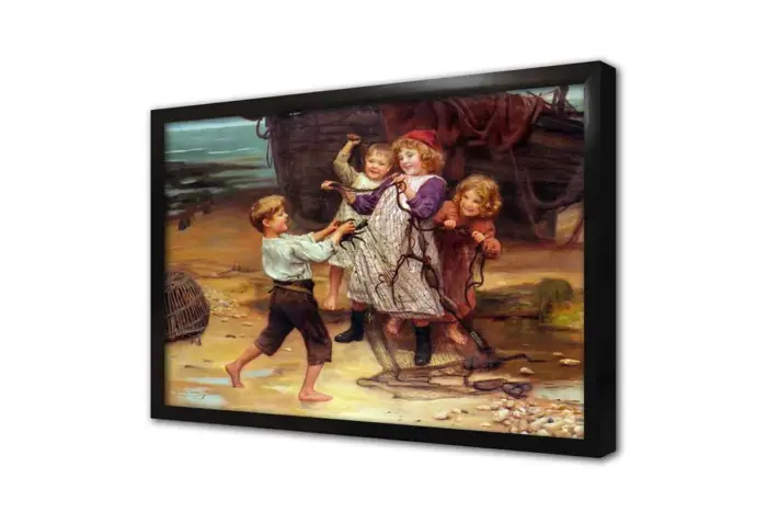 Yengeç Yakalamış Çocuklar | Kanvas Tablo | Cam Tablo | Mdf Tablo | B22579 - Görsel 4
