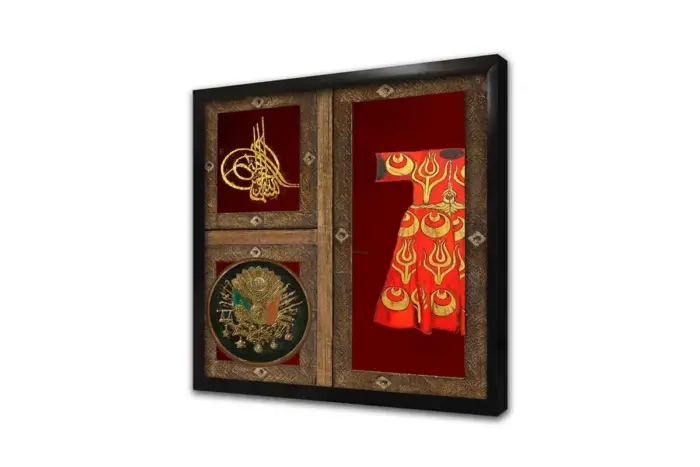 Kaftan Tuğra Ve Osmanlı Arması | Kanvas Tablo | Cam Tablo | Mdf Tablo | B30012 - Görsel 4