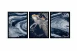 Mavi Soyut Ve Tavus Kuşu Üçlü Kanvas Tablo | Cam Tablo | Mdf Tablo Seti | B33138 - Görsel 12
