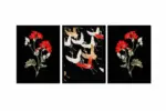 Leylekler Ve Çiçekler Üçlü Kanvas Tablo | Cam Tablo | Mdf Tablo Seti | B33142 - Görsel 12