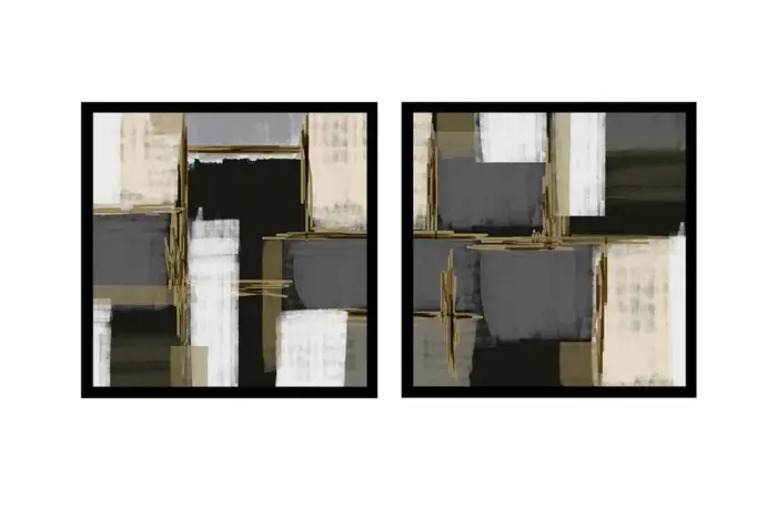 Gri Yeşil Soyut İkili Kanvas Tablo | Cam Tablo | Mdf Tablo Seti | B33152 - Görsel 9