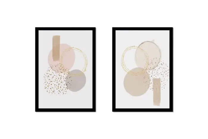 Line Art Bej Soyut İkili Kanvas Tablo | Cam Tablo | Mdf Tablo Seti | B33160 - Görsel 9