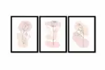 Line Art Çiçekler Üçlü Kanvas Tablo | Cam Tablo | Mdf Tablo Seti | B33164 - Görsel 12