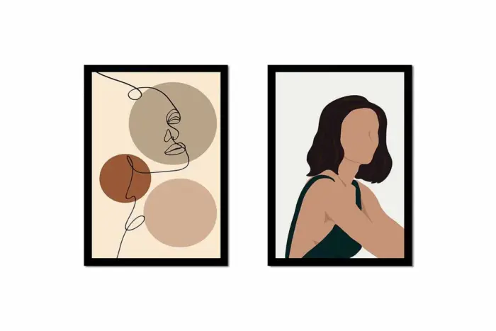 Line Art Kadın Yüzü | Kanvas Tablo | Cam Tablo | Mdf Tablo | B33225 - Görsel 9