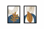 Modern Desenler Ve Yaprak İkili Kanvas Tablo | Cam Tablo | Mdf Tablo Seti | B33249 - Görsel 9