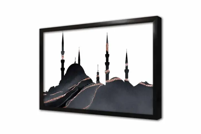 Gri Altın Soyut Desenli İstanbul | Kanvas Tablo | Cam Tablo | Mdf Tablo | B33260 - Görsel 4