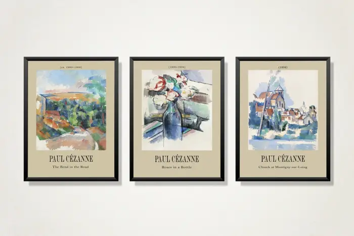 Paul Cezanne Eserleri Üçlü Kanvas Tablo | Cam Tablo | Mdf Tablo Seti | B33363 - Görsel 7