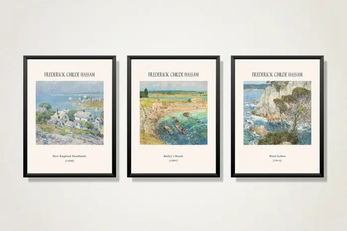 Frederick Childe Hassam Manzara Eserleri Üçlü Kanvas Tablo | Cam Tablo | Mdf Tablo Seti | B33368 - Görsel 11