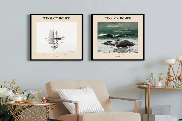 Winslow Homer Deniz Temalı İkili Kanvas Tablo | Cam Tablo | Mdf Tablo Seti | B33370 - Görsel 7