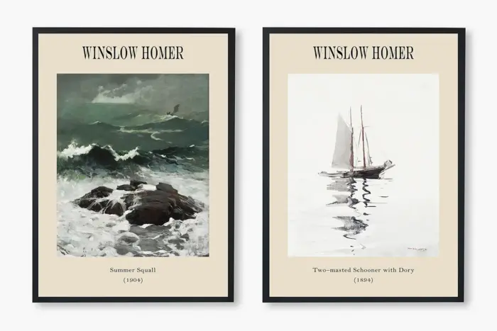Winslow Homer Deniz Temalı İkili Kanvas Tablo | Cam Tablo | Mdf Tablo Seti | B33370 - Görsel 8