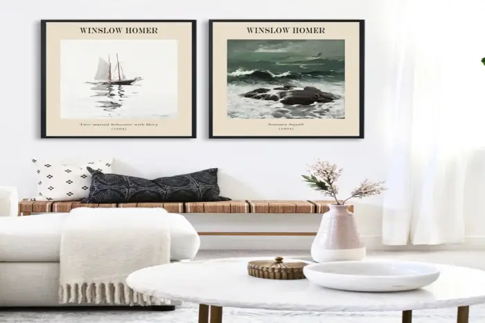 Winslow Homer Deniz Temalı İkili Kanvas Tablo | Cam Tablo | Mdf Tablo Seti | B33370 - Görsel 9