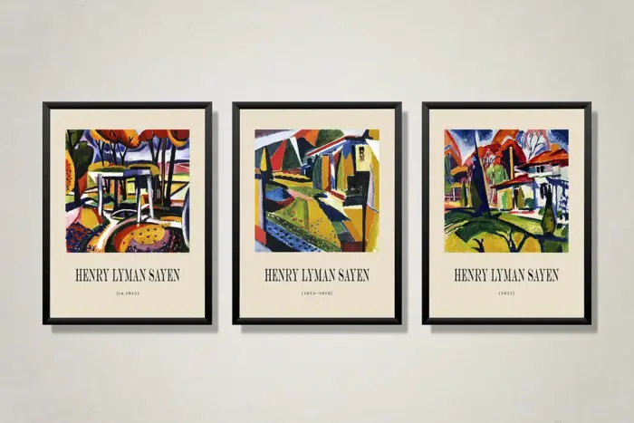 Henry Lyman Sayen Modern Manzara Eserleri Üçlü Kanvas Tablo | Cam Tablo | Mdf Tablo Seti | B33371 - Görsel 11