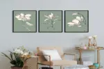 Modern Line Art Çiçekler Üçlü Kanvas Tablo | Cam Tablo | Mdf Tablo Seti | B33390 - Görsel 10