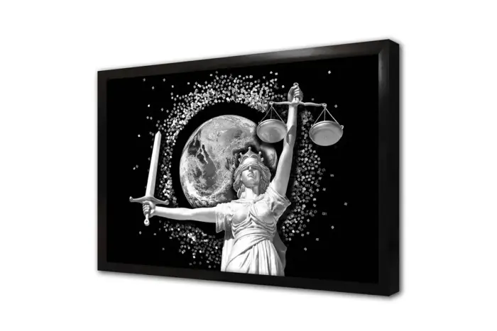 Tablosan Adalet Tanrıçası Ve Dünya Küre | Kanvas Tablo | Cam Tablo | Mdf Tablo | B33395 - Görsel 5