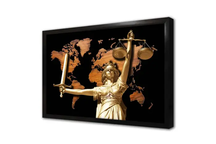 Tablosan Adalet Tanrıçası Ve Dünya Haritası | Kanvas Tablo | Cam Tablo | Mdf Tablo | B33396 - Görsel 5